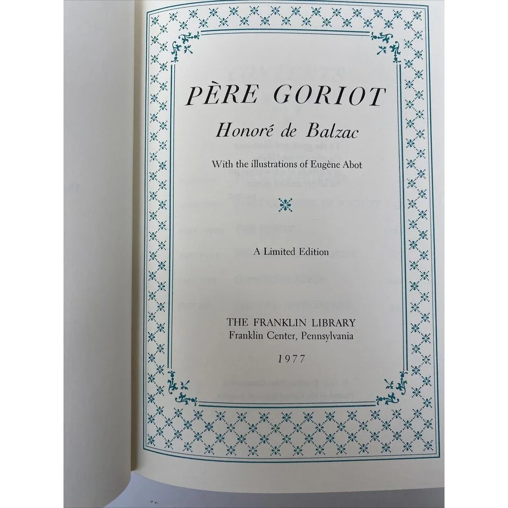 Pete Goriot Honore De Balzac Great Books Leather Bound 1977 Franklin Mint